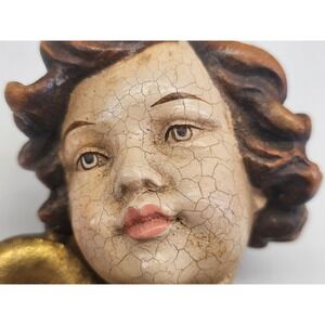 Antique Baroque Hand Carved putti Cherub wall face of an angel beautiful 1900s
